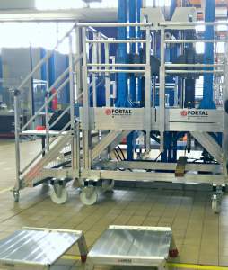 Symetrical mobile platforms for landing gear test bench access