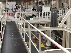 gangways and support frames on Airbus A350 production line