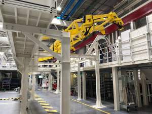 gangways and support frames on Airbus A350 production line